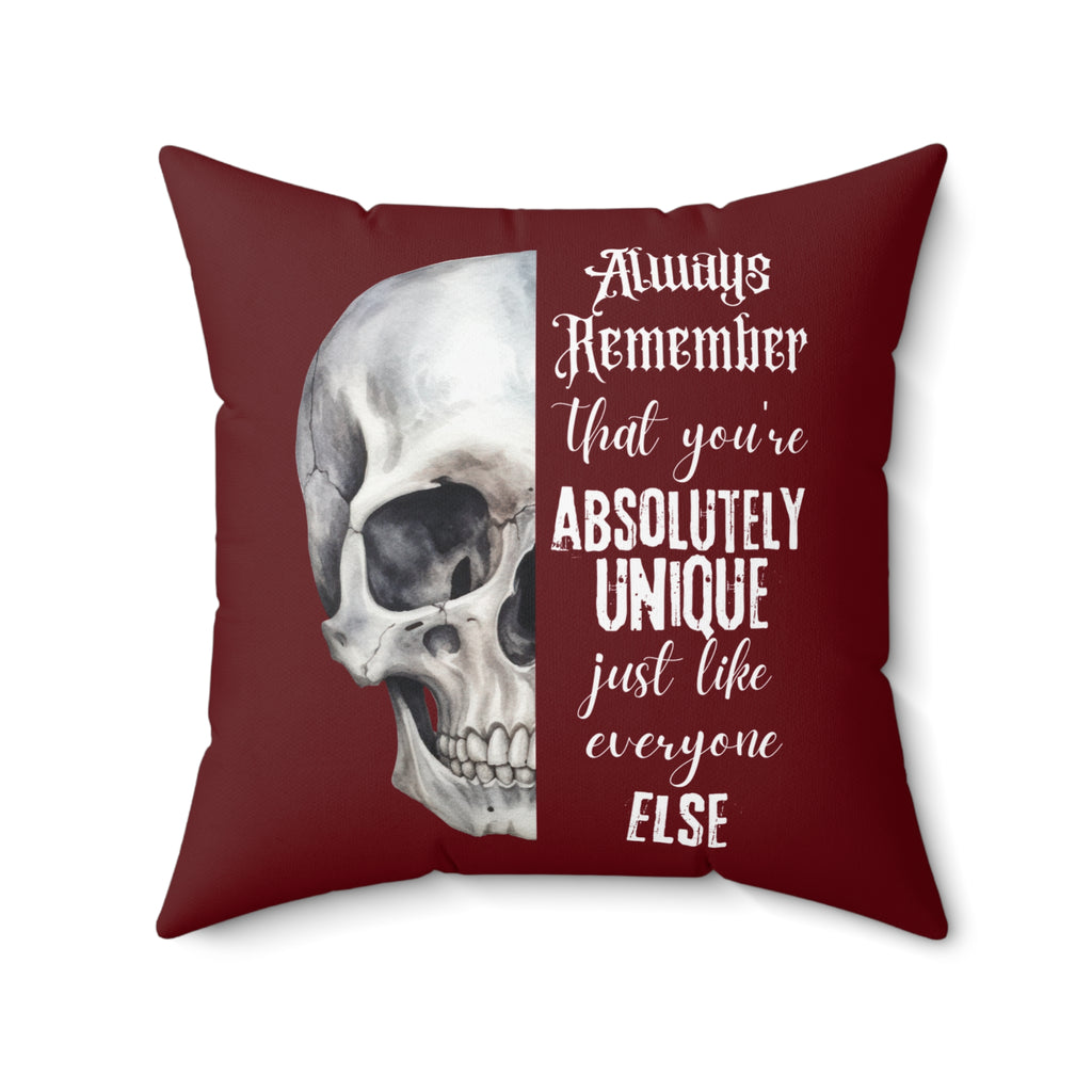Always Remember Skull Pillow (Burgundy)