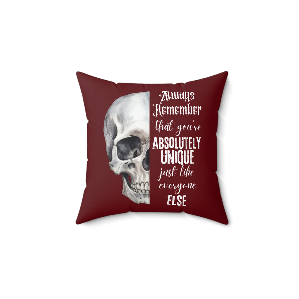 Always Remember Skull Pillow (Burgundy)