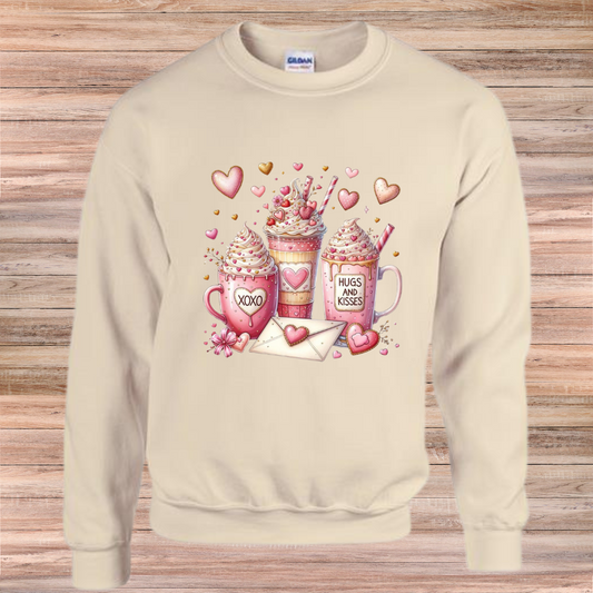 Valentines Hugs and Kisses Drinks Sweater