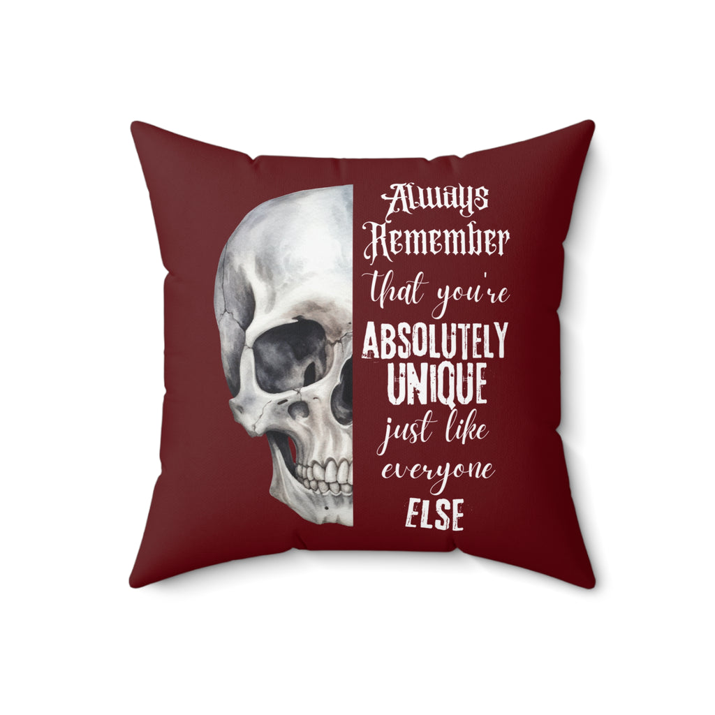 Always Remember Skull Pillow (Burgundy)
