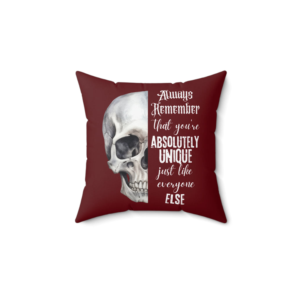 Always Remember Skull Pillow (Burgundy)