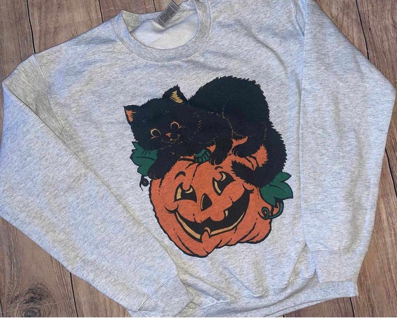 Black Cat and Pumpkin Top