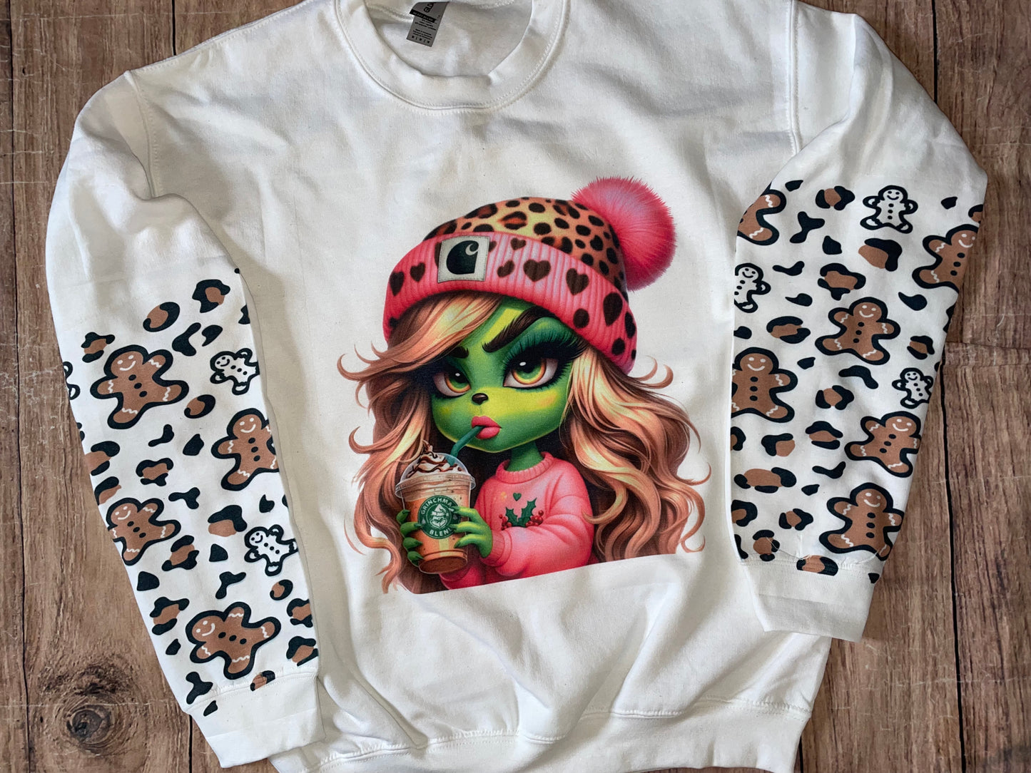 Cheetah Grinch Gingerbread Man Diva Sweater