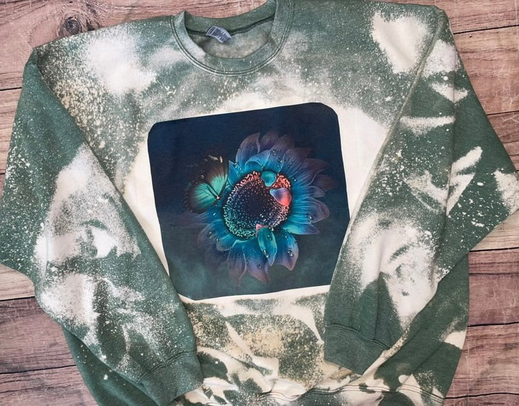 Blue Butterfly Sunflower Sweater